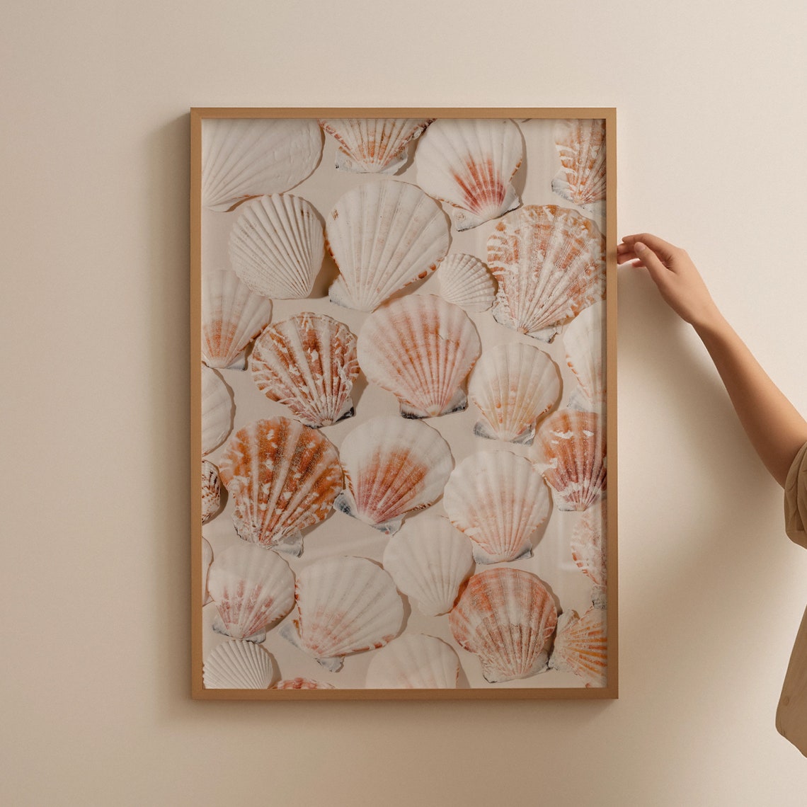 Scallop Seashells Coastal Pattern Beach House Decor Ocean Poster