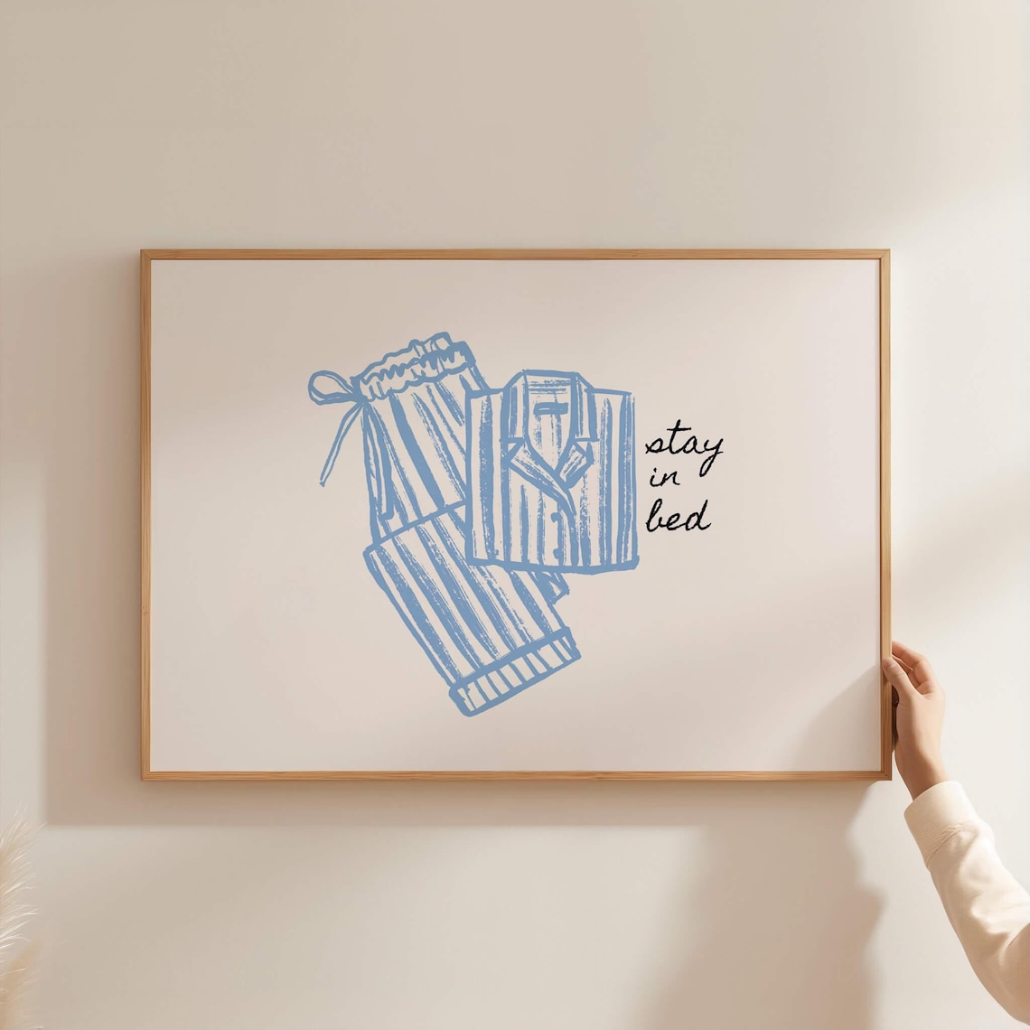 Stay In Bed Blue Aesthetic Bedroom Poster