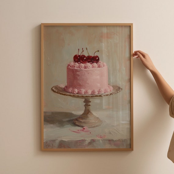 Coquette Vintage Cake Print, Cherry Food Poster