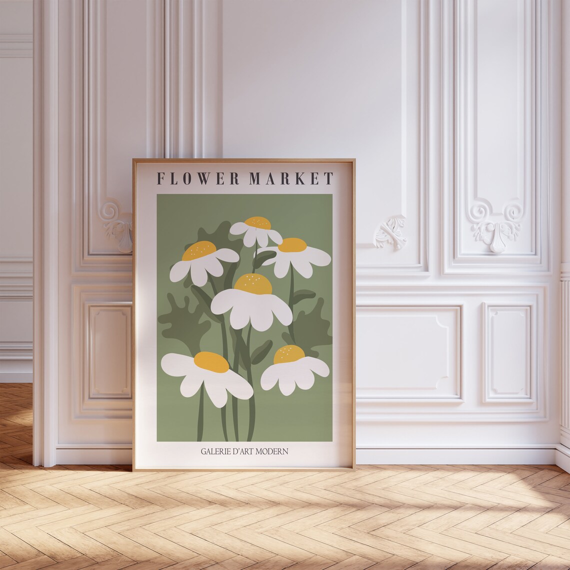 Flower Market Sage Green Daisy Galerie Modern Botanical Wall Art - Image 3