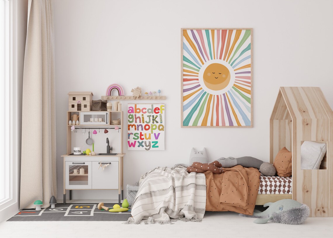 Boho Nursery Sun Watercolor Art Print - Image 3