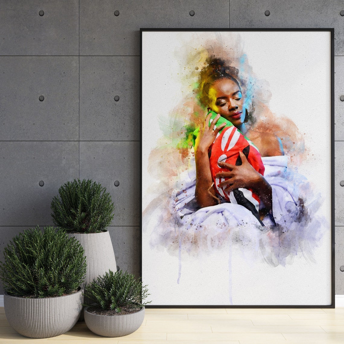 Personalized Gift For Mom Sister Auntie Boyfriend Birthday Gift For Friend Watercolor Family Illustration Painting From Photo Wall Decor - Image 4