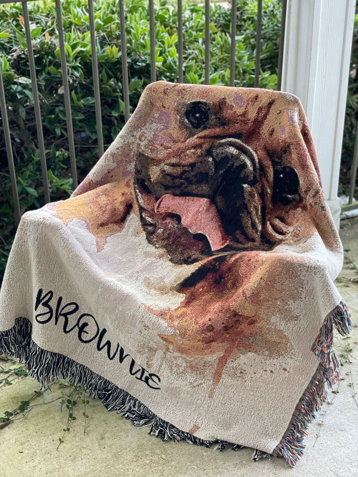Custom Woven Pet Photo Memorial Throw Blanket