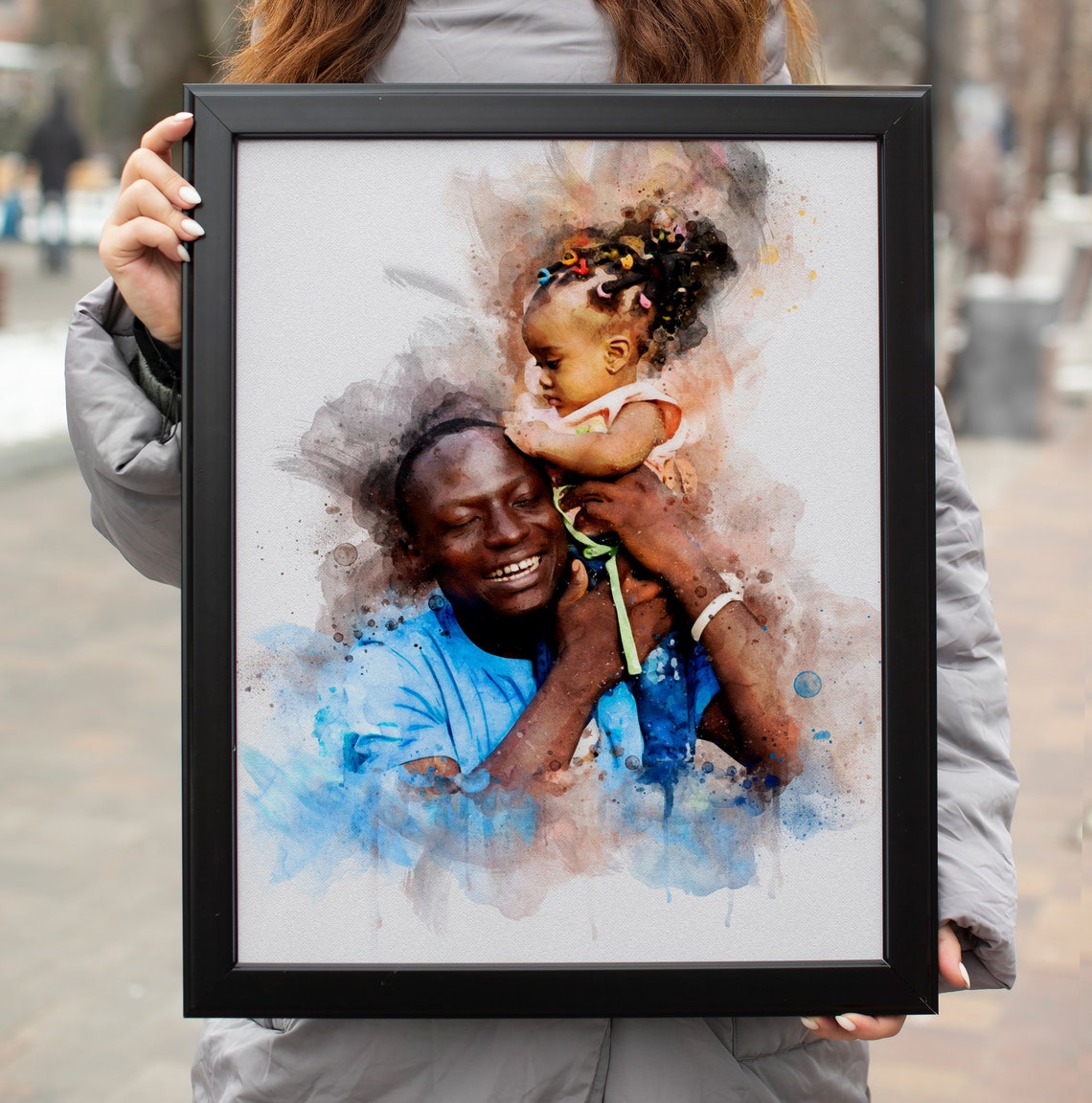 Personalised Fathers Day Gifts From Wife Daughter Custom Dad Print Painting From Photo Family Illustration Portrait Gift For Fatherhim