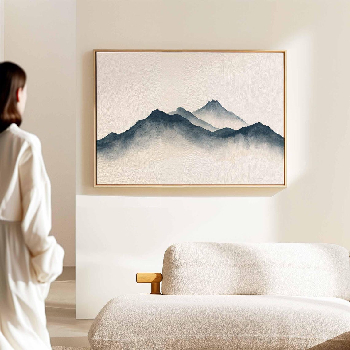 Minimalist Japanese Wall Art Framed Print Japanese Mountain Wall Art Print Above Bedcouch Decor Horizontal Large Wall Art - Image 2
