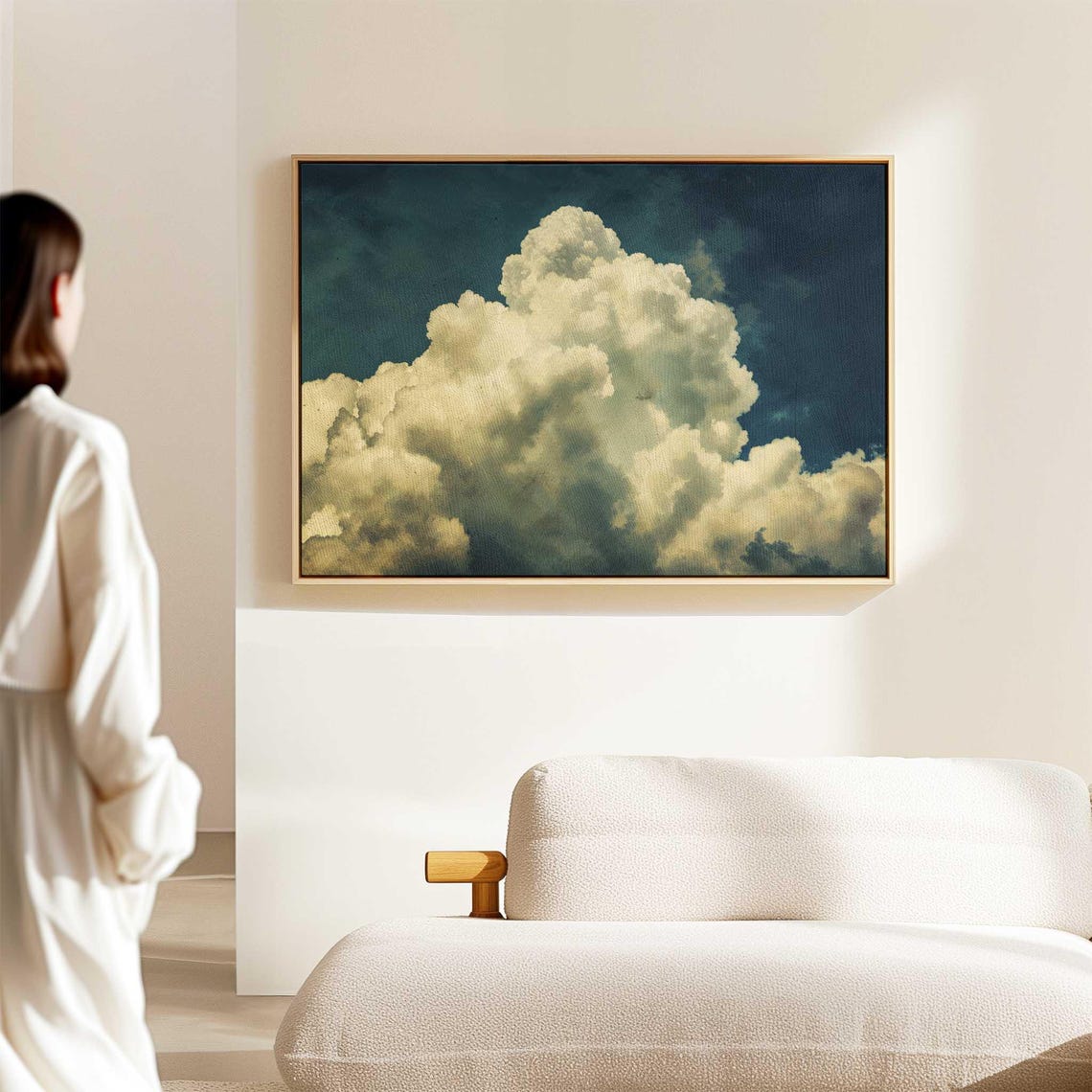 Cloud Wall Art Framed Canvasposter Print Above Bedsofa Decor Modern Minimalist Wall Art Ready To Hang Horizontal Large Wall Art Framed - Image 2