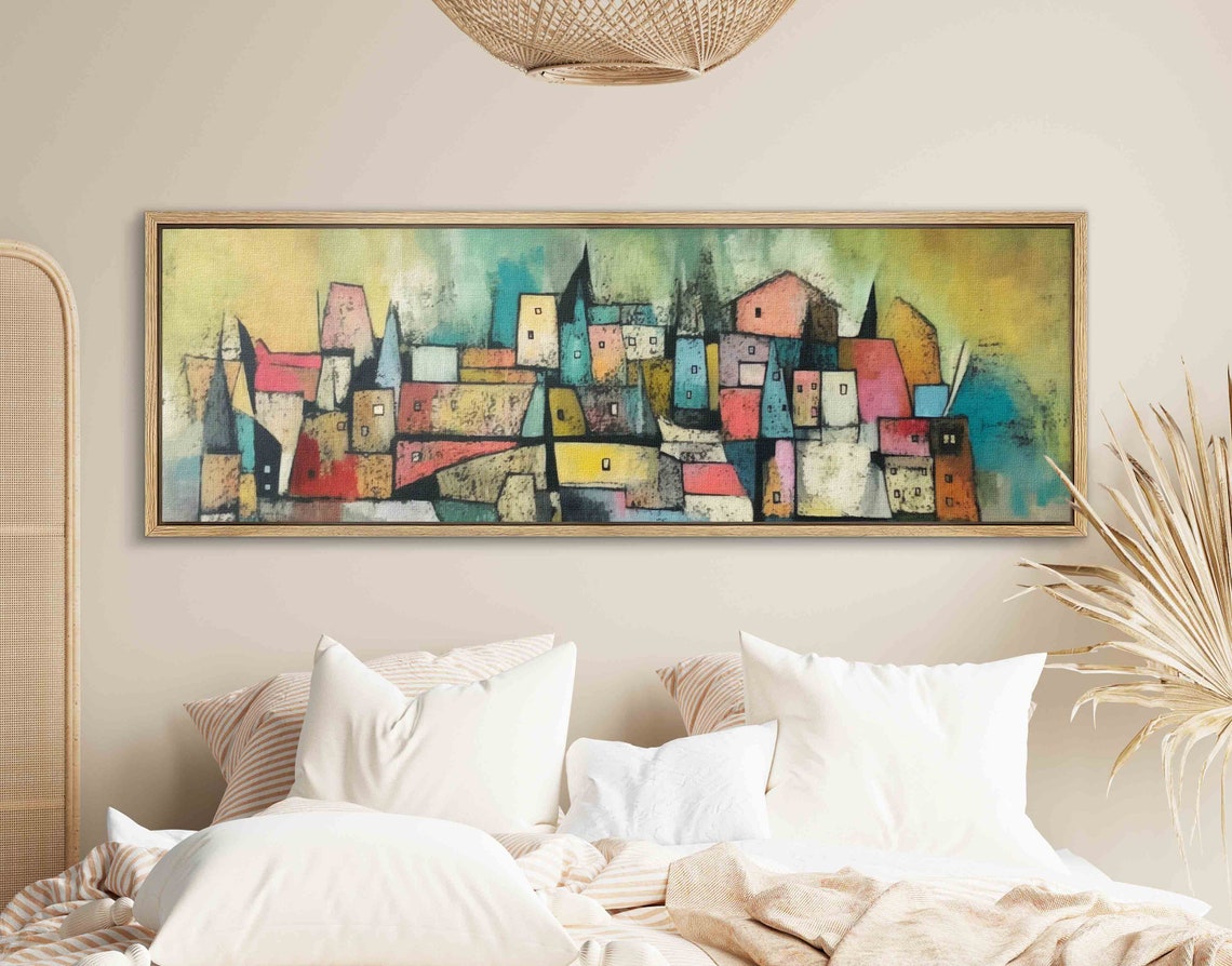 Mid Century Modern Wall Art Framed Geometric Modern Horizontal Wall Art Print Abstract Wall Art Above Bed Decor Modern Wall Art - Image 2