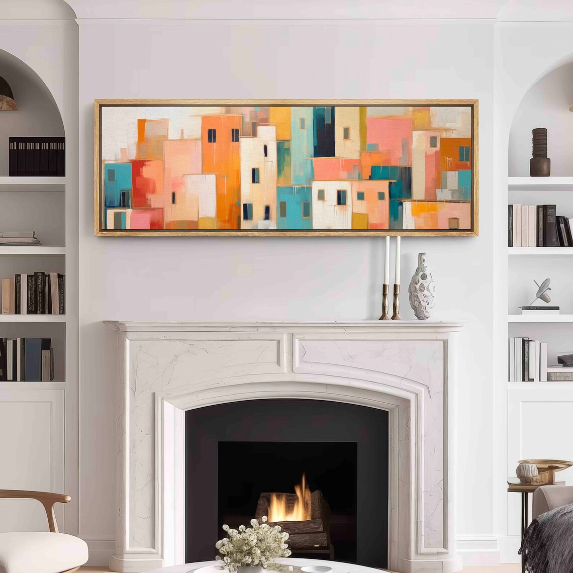 Cityscape Mid Century Modern Art Print, Abstract Landscape - Image 3