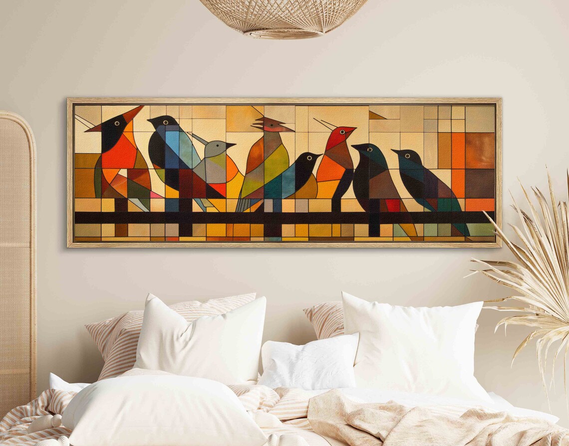 Birds on Wire Mid-Century Modern Panoramic Art Print - Image 2