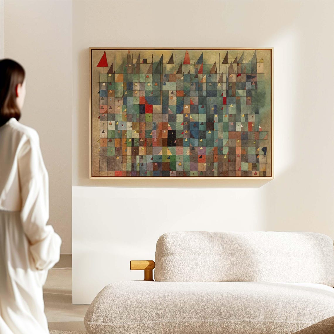 Mid Century Modern Abstract Wall Art Framed Print Above Bedsofa Decor Geometric Horizontal Wall Art Decor Large Wall Art Framed - Image 2