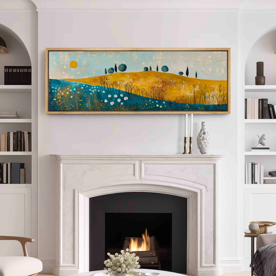 Modern Wildflowers Landscape Art Print, Horizontal - Image 3