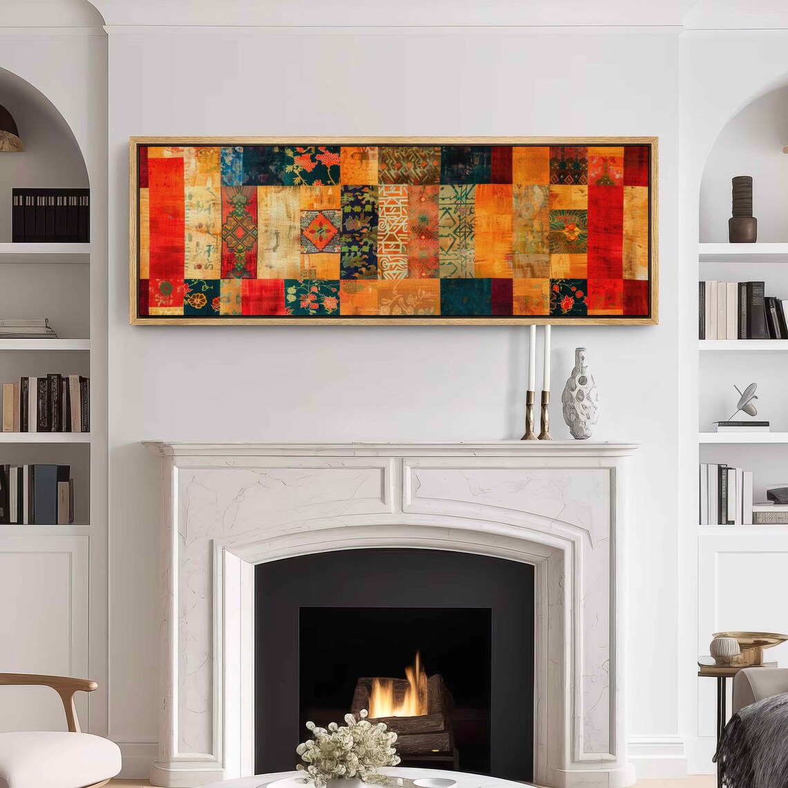 Vintage Tapestry Patchwork Boho Wall Art Print - Image 3