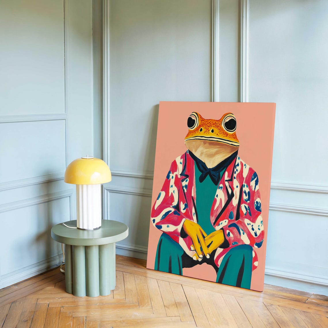 Sitting Toad in Colorful Patterned Robe Quirky Animal Portrait Poster - Image 4