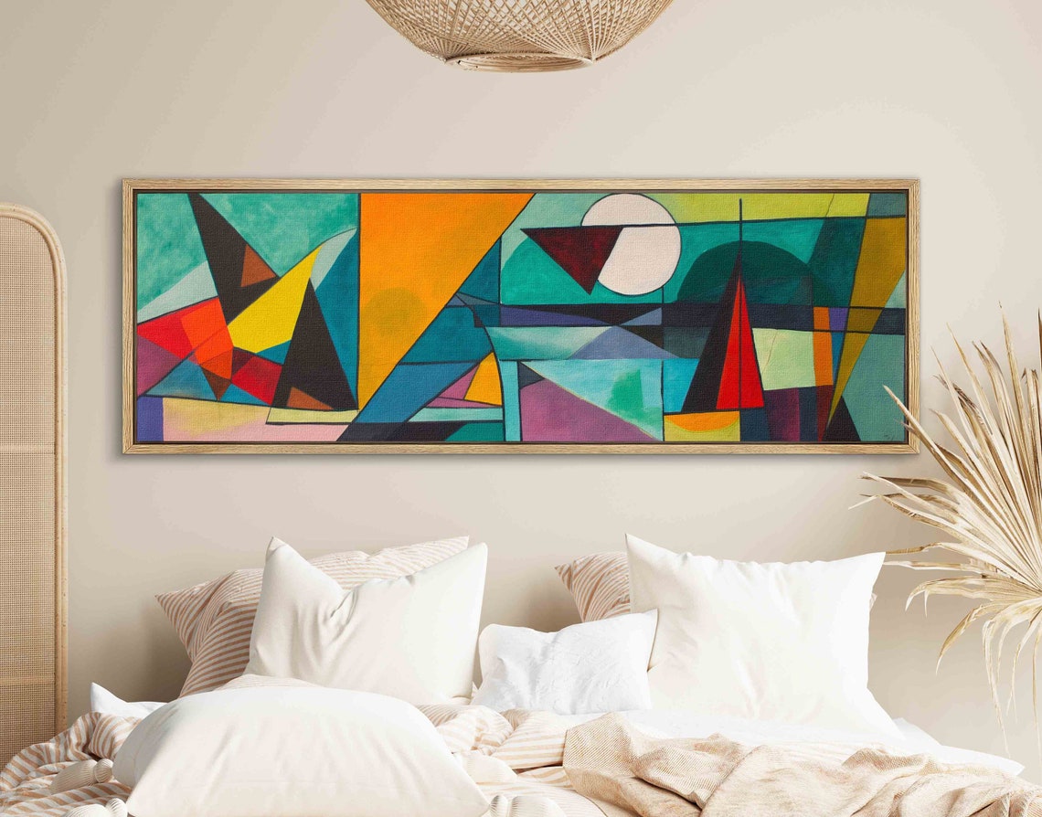 Mid Century Modern Panoramic Print Modern Horizontal Wall Art Print Abstract Art Geometric Wall Art Boho Wall Decor Large Wall Art - Image 2
