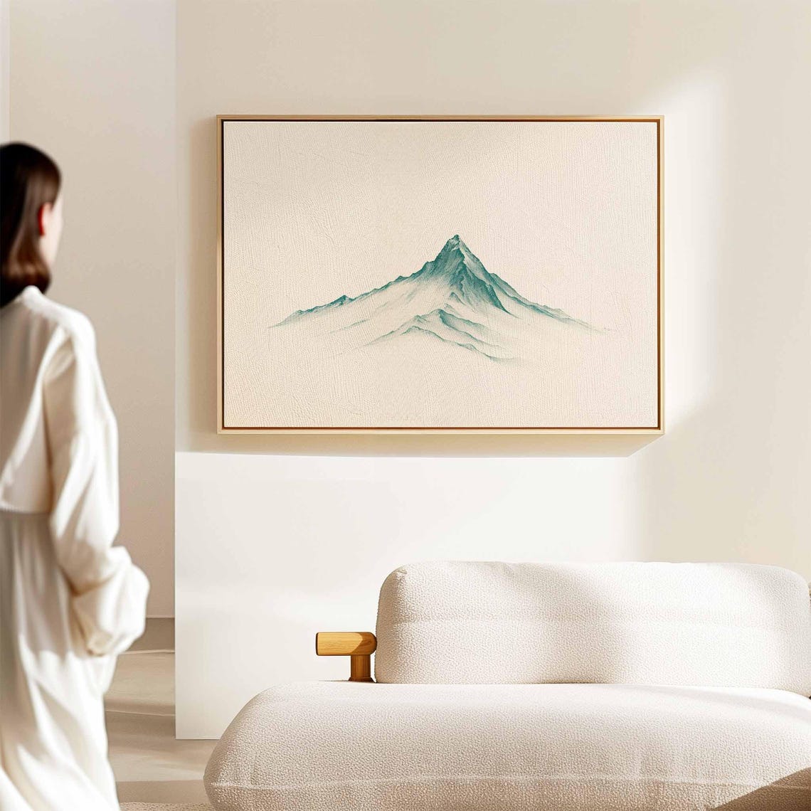 Minimalist Japanese Wall Art Framed Print Japanese Mountain Wall Art Print Above Bedcouch Decor Horizontal Large Wall Art - Image 3
