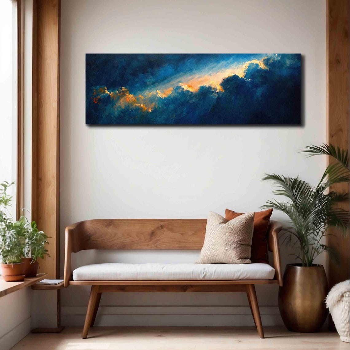 Golden Light Breaking Through Dark Storm Clouds Panoramic Art Print - Image 4