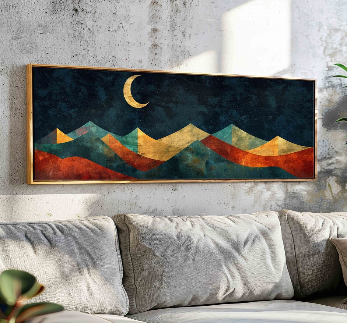 Mid-Century Modern Landscape Art Print, Boho Decor