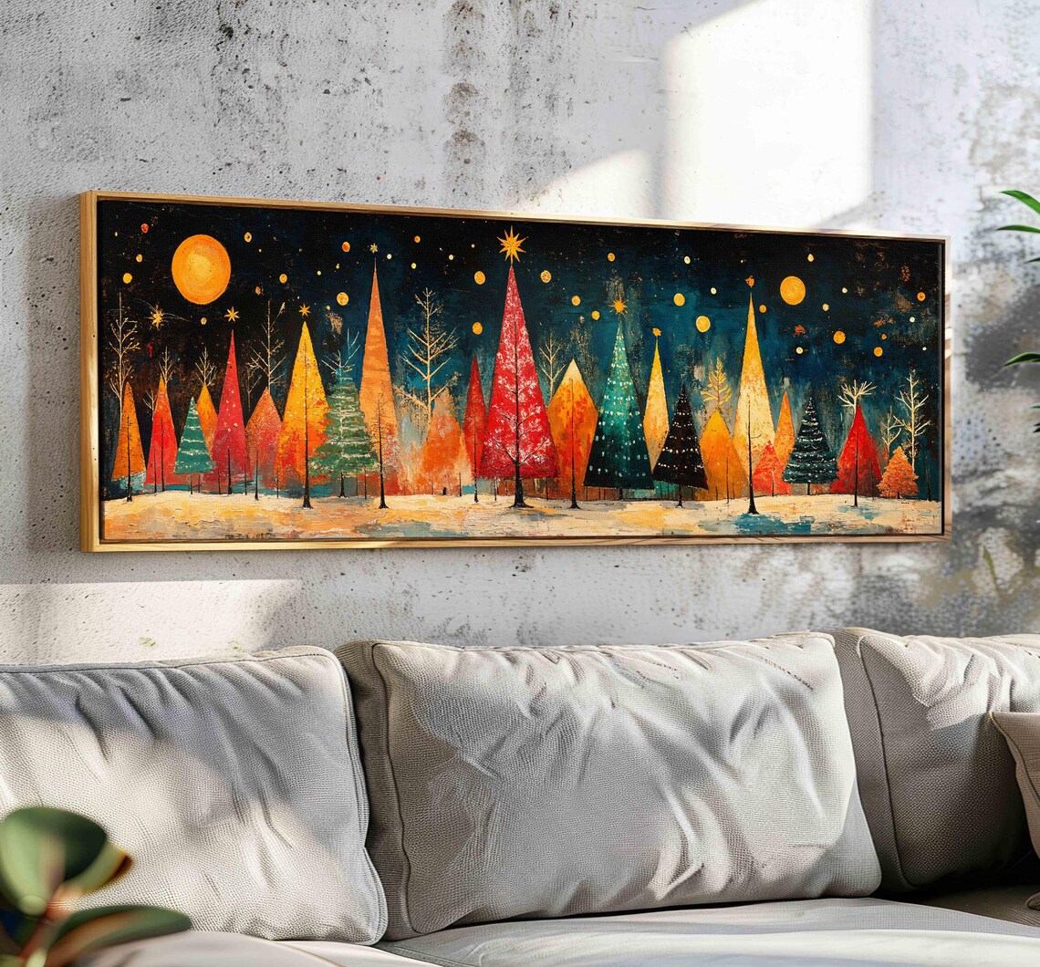 Mid-Century Modern Christmas Art Print, Holiday Decor