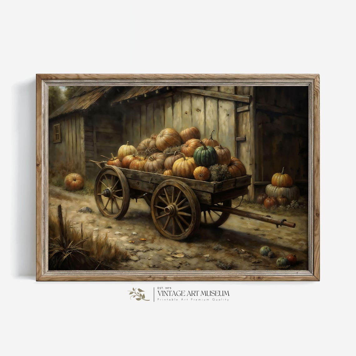 Vintage Pumpkin Wagon Harvest Barn Rustic Fall Farmhouse Poster