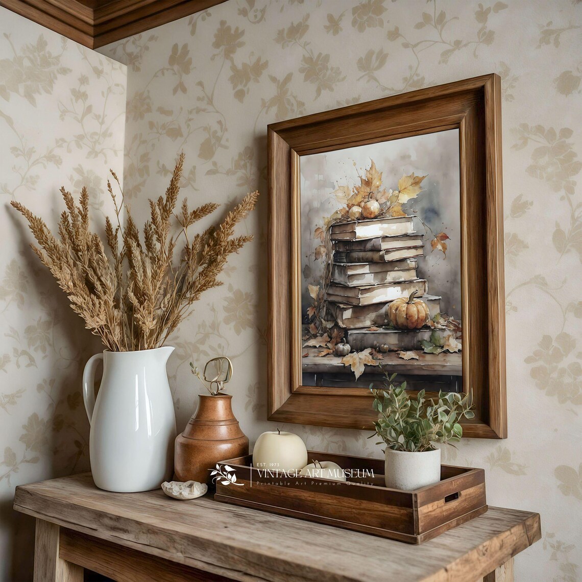 Rustic Fall Decor Vintage Book Still Life Art Print - Image 3