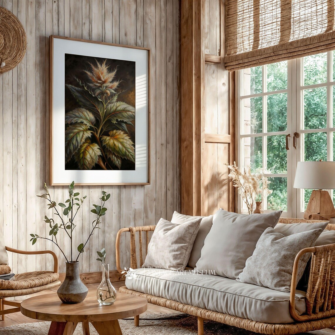 Dark Botanical Thistle Flower Vintage Oil Painting Moody Wall Art - Image 2