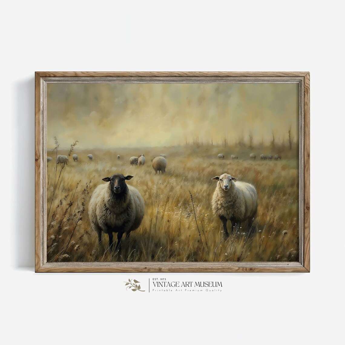 Vintage Style Landscape With Sheep, French Farmhouse Art Print - Image 3