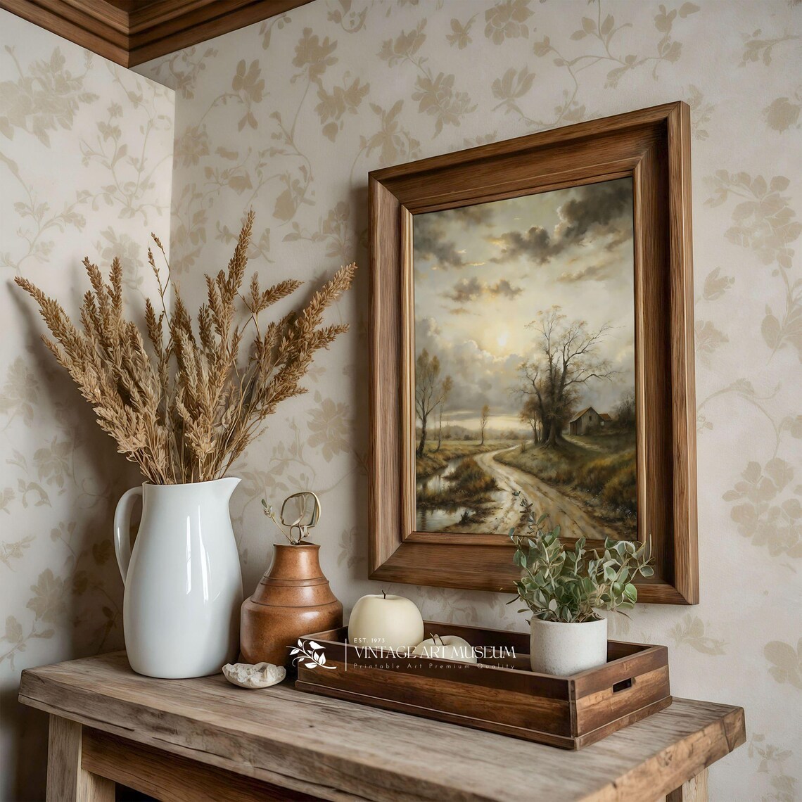 Vintage Country Landscape Painting, Rustic Europe Art Print - Image 3