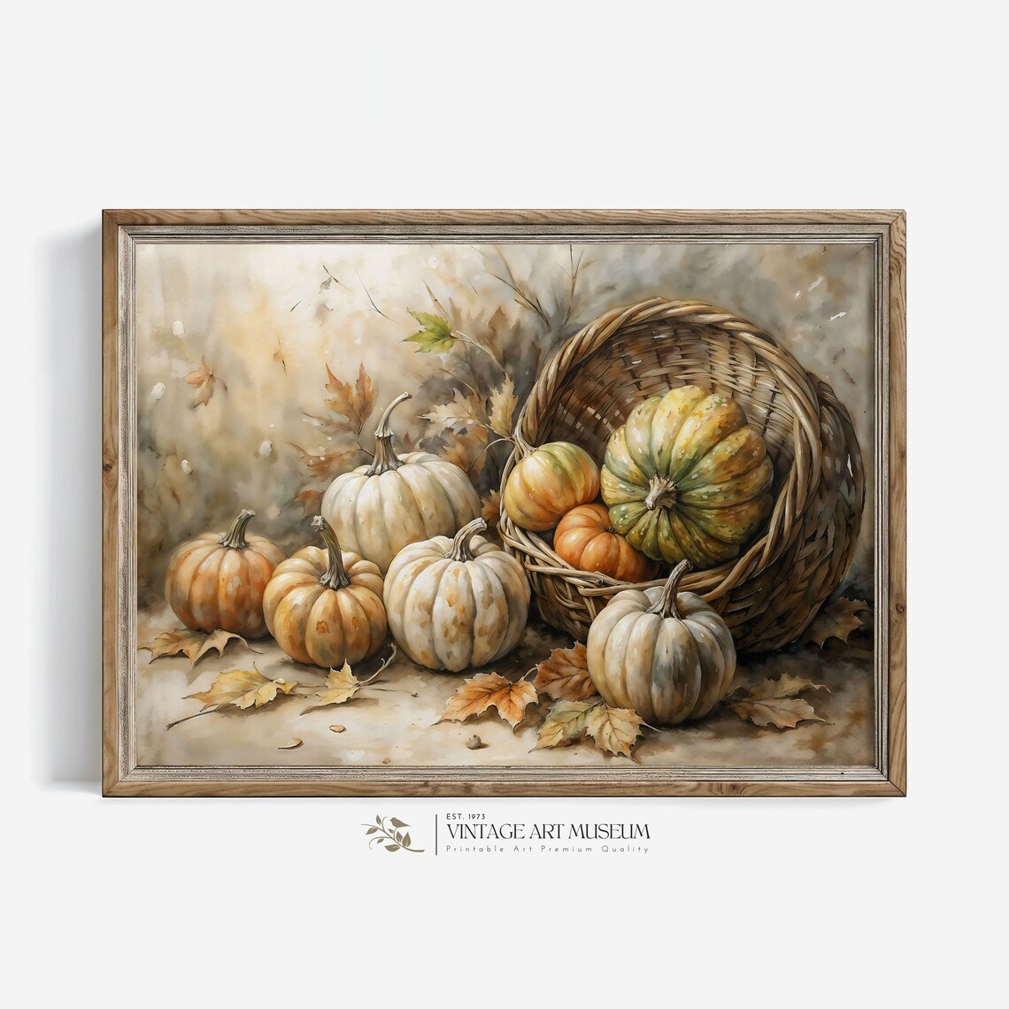 Basket With Pumpkins Autumn Still Life Art Print