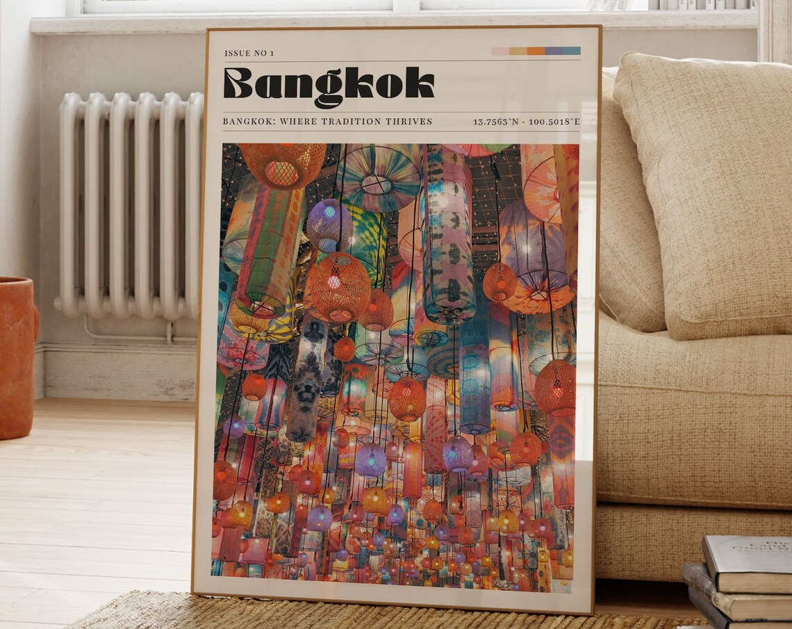 Bangkok Travel Poster, Cultural Wall Art