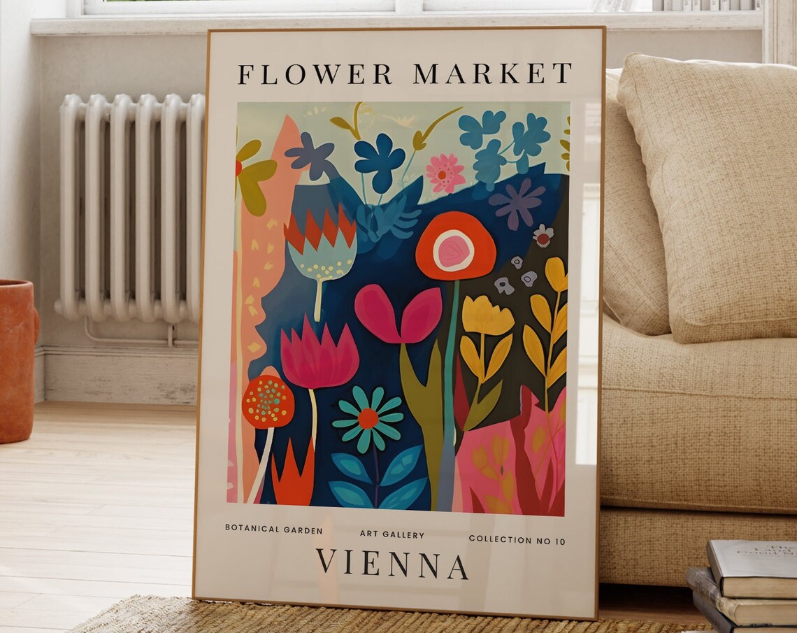 Vienna Abstract Flower Market Print Colourful Plant Art Gallery Wall Modern Floral Poster Gift For Friend Living Room Bedroom