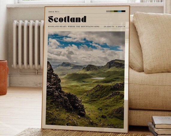 Scotland Highland Green Mountains Magazine Style Travel Wall Poster