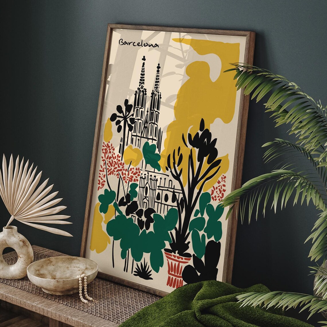 Barcelona Travel Poster Autumn Colors Retro Urban Landscape Wall Art Spain Print Scenic Wall Art Travel Poster Honeymoon Gift Idea - Image 6