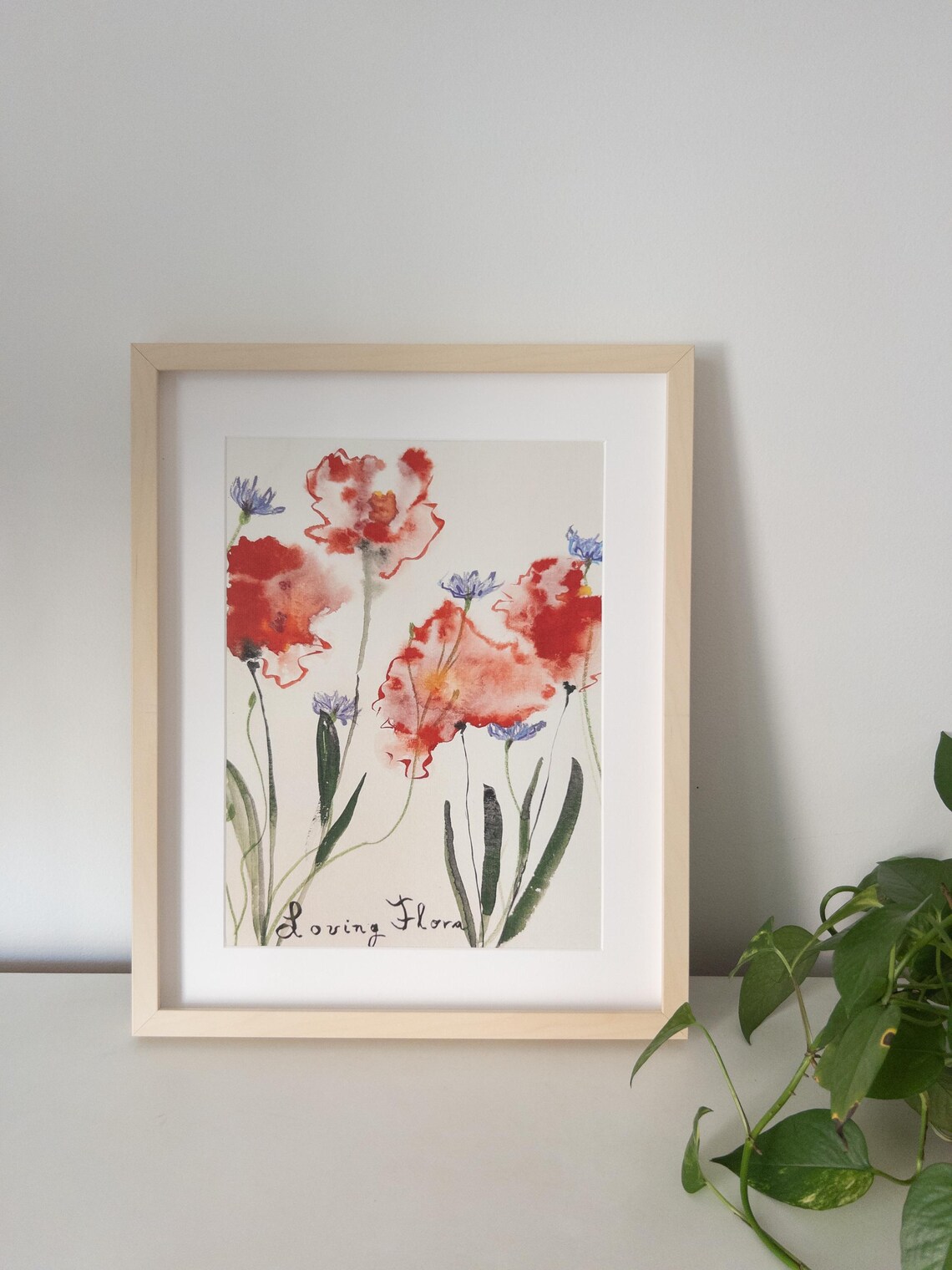 Red Poppy Watercolor Loving Flora Delicate Botanical Floral Poster