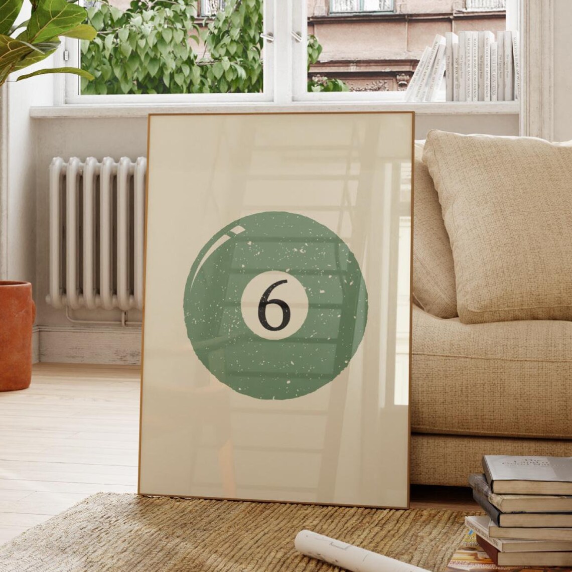 Green 6 Ball Distressed Vintage Retro Pool Billiards Wall Poster