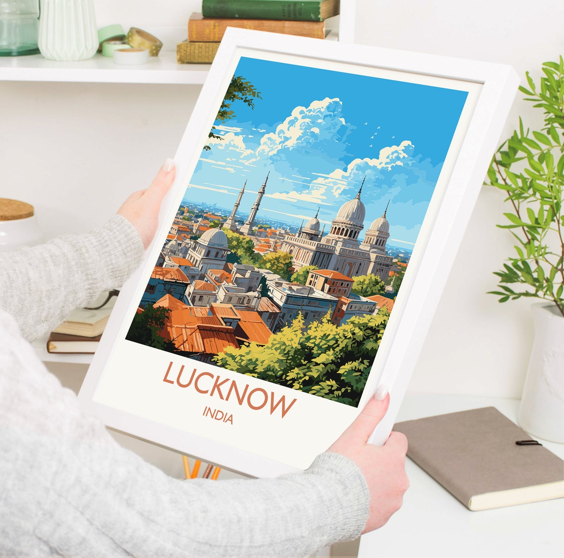 Lucknow India Domes and Minarets Old Cityscape Travel Poster - Image 5