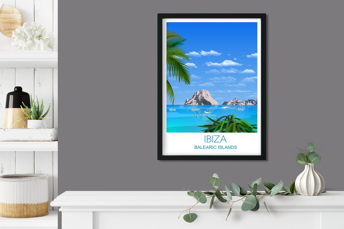 Ibiza Travel Print Travel Poster Of Ibiza Balearic Islands Travel Poster Ibiza Print - Image 3