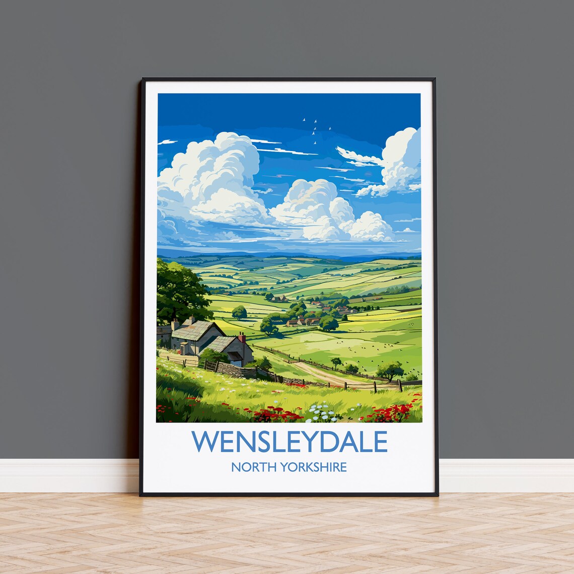 Wensleydale North Yorkshire Green Valley Countryside Travel Poster