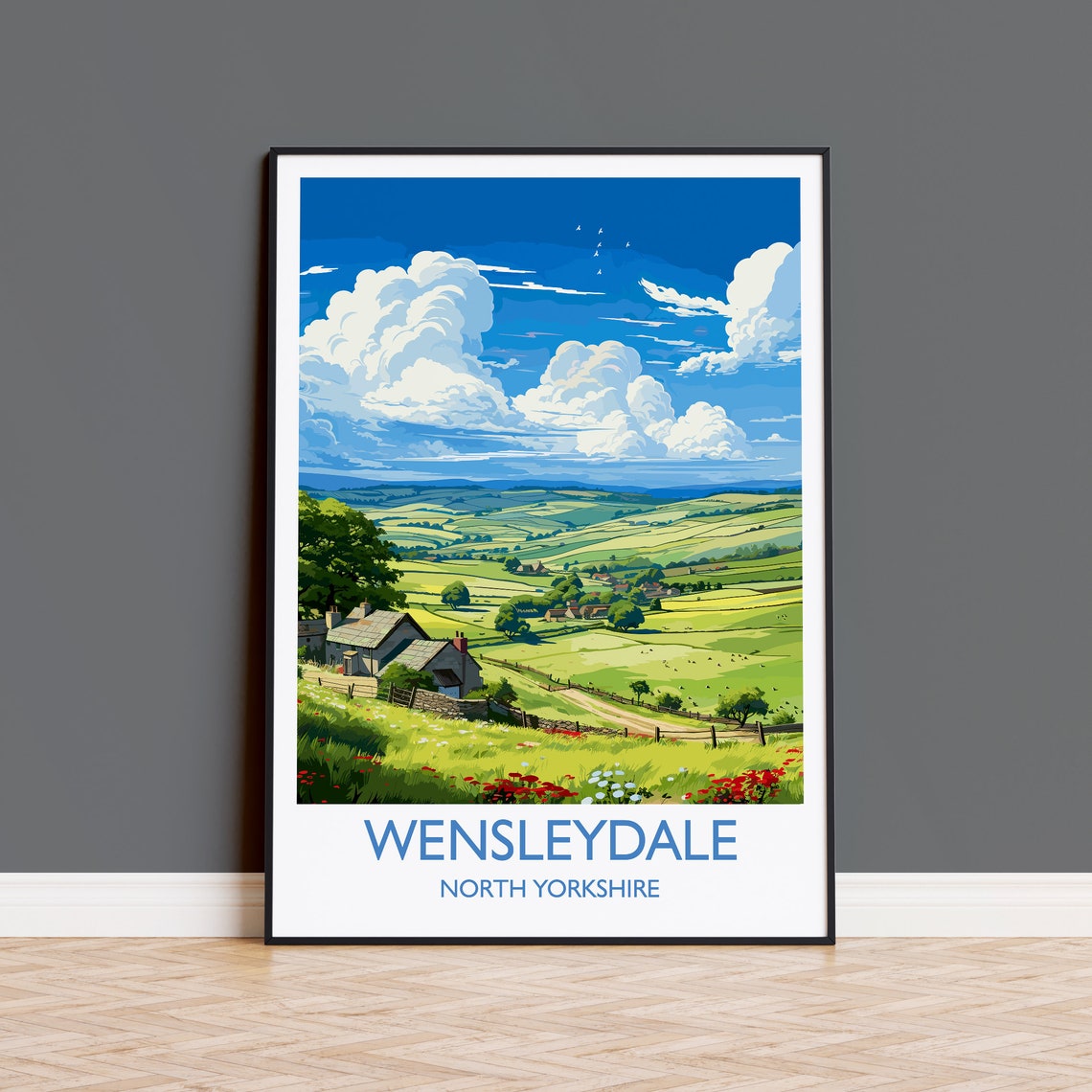 Wensleydale Travel Print Wall Art Travel Poster Of Wensleydale Wensleydale Art Gift English Countryside Art Lovers Gift