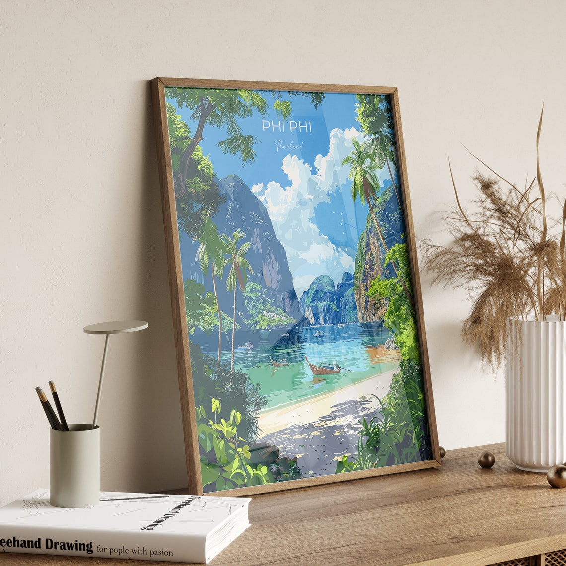 Phi Phi Thailand Tropical Beach Limestone Cliffs Travel Poster - Image 4