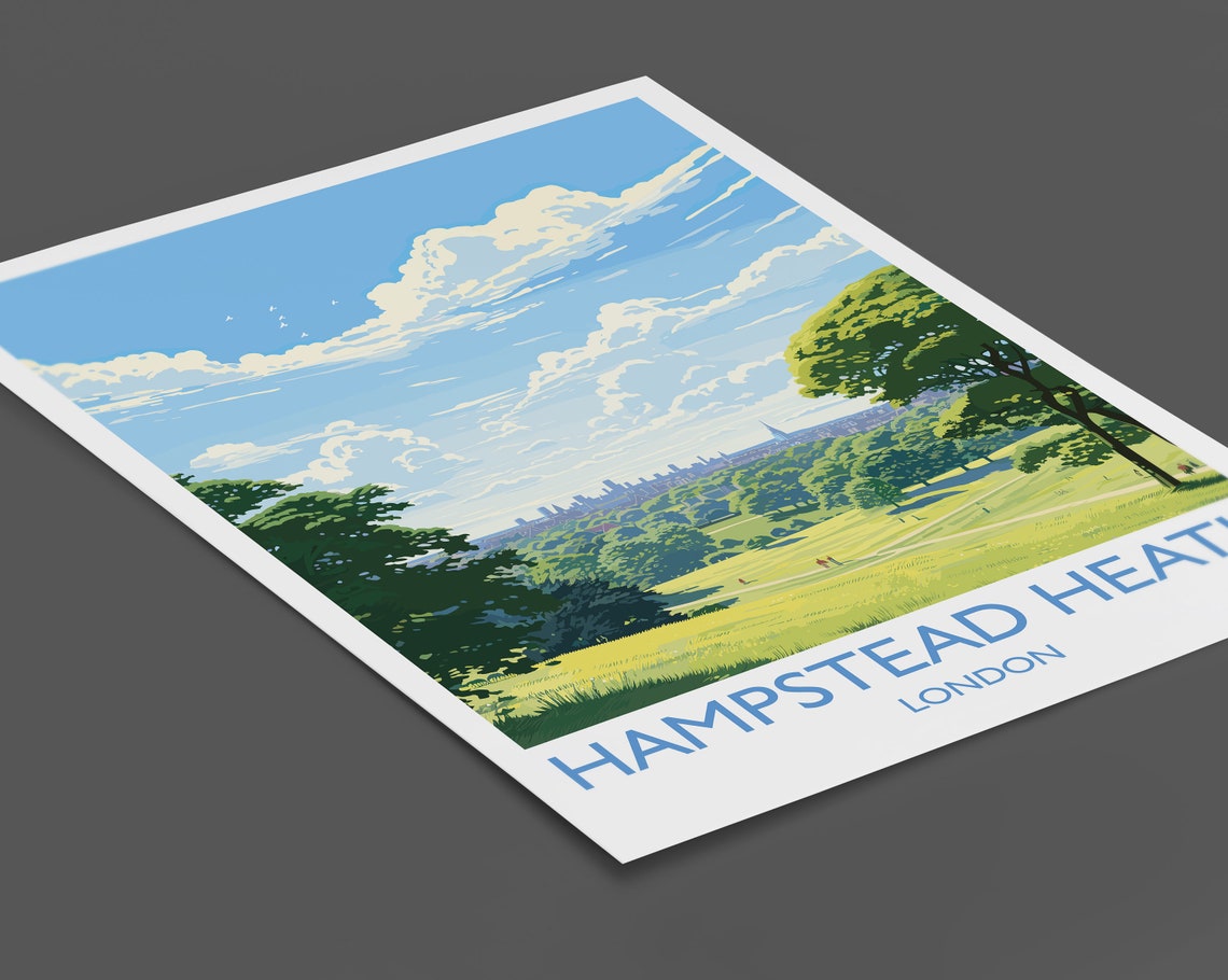 Hampstead Heath Travel Poster Travel Print Of Hampstead Heath London Poster Hampstead Heath Art Gift London Art Lovers Uk Travel Gift - Image 2