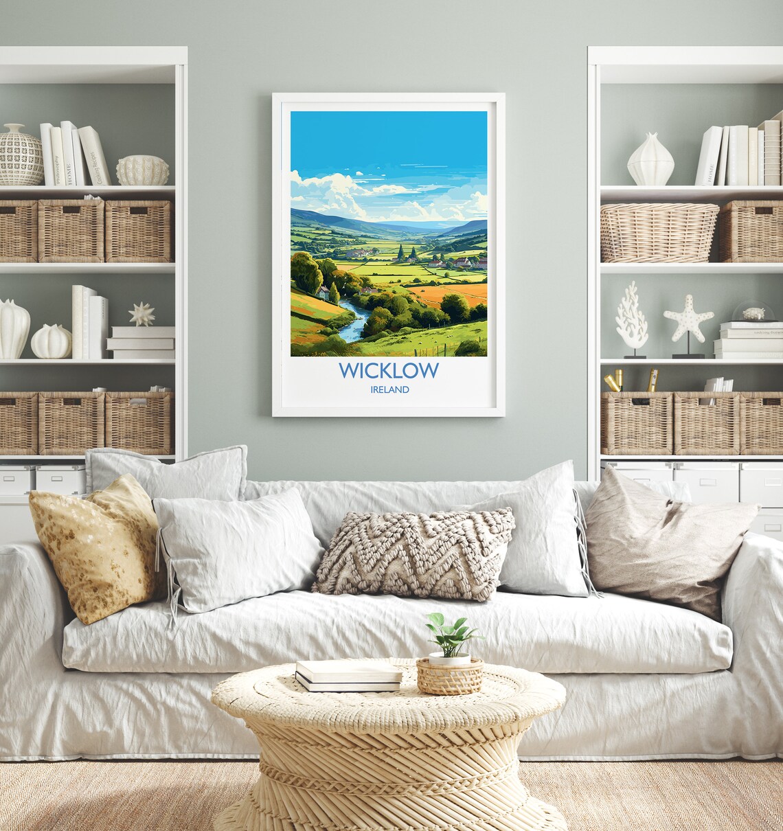 Wicklow Ireland Green Valley River Village Travel Poster Irish Decor - Image 4