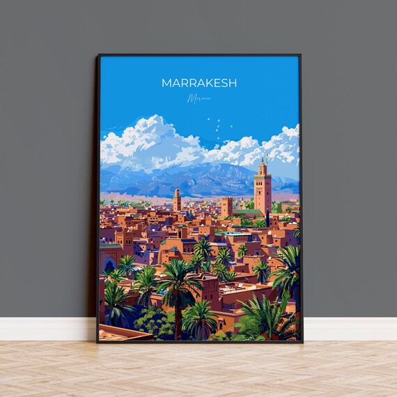 Marrakesh Travel Poster Wall Art Travel Print Of Marrakesh Marrakesh Art Lovers Gift Morocco Wall Art