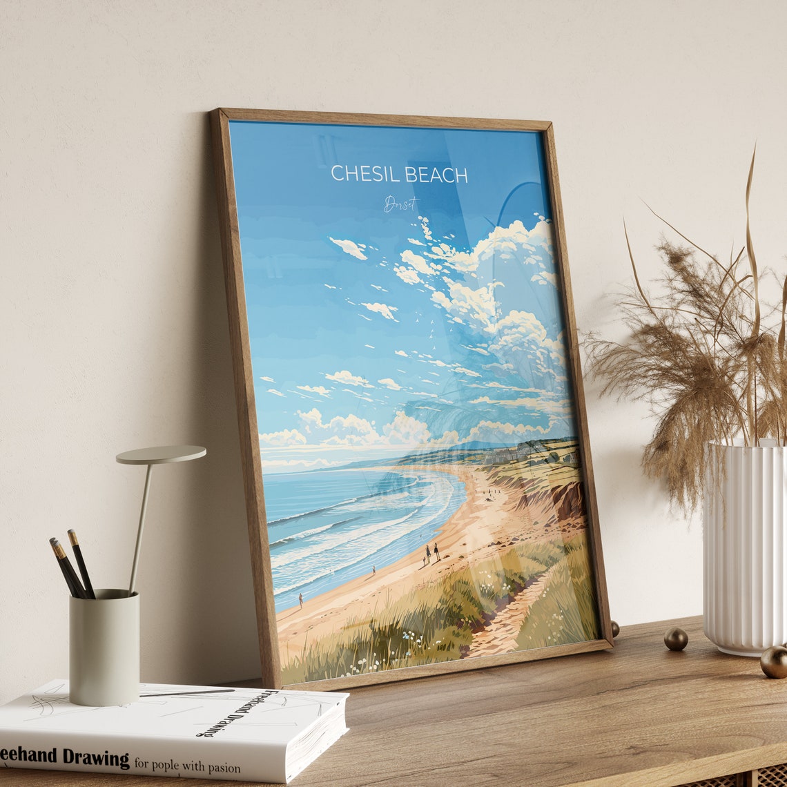 Chesil Beach Dorset Shoreline Waves Summer Coastline Art Poster - Image 2