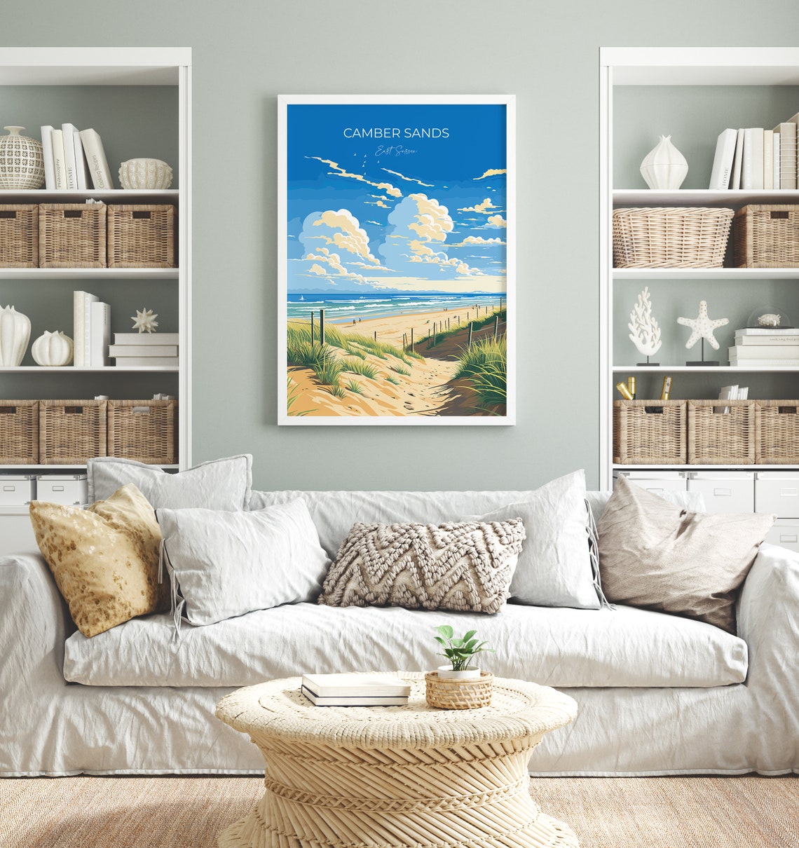Camber Sands Travel Poster Wall Art Camber Sands Travel Print East Sussex English Coastal Art Camber Sands Gift Wall Art Print - Image 4