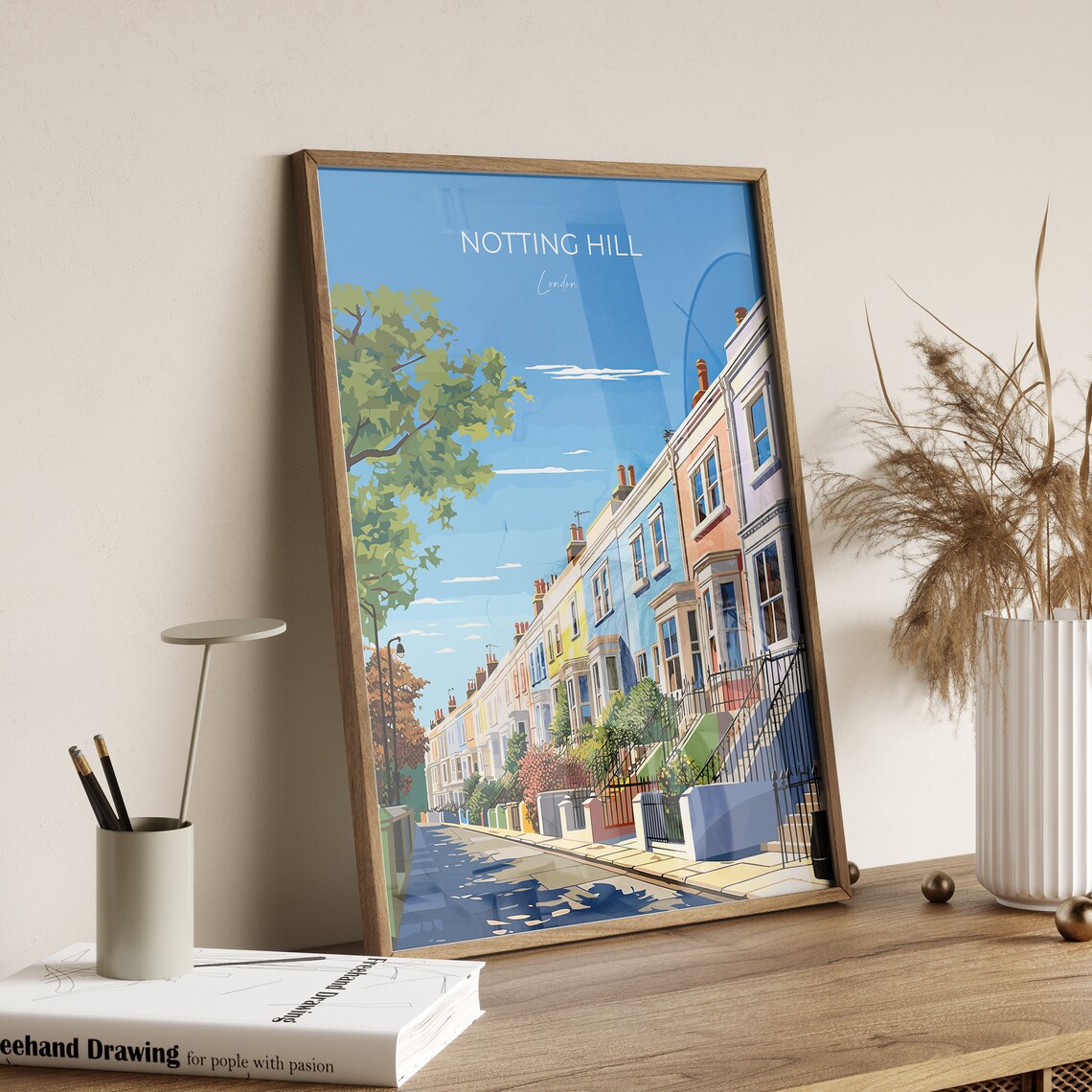 Notting Hill Colourful Terraced Houses London England Street Poster - Image 2