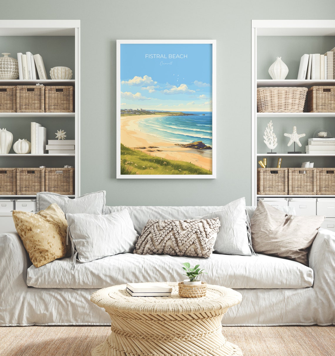 Fistral Beach Cornwall Blue Waves Beach Shore Scene Travel Poster - Image 4