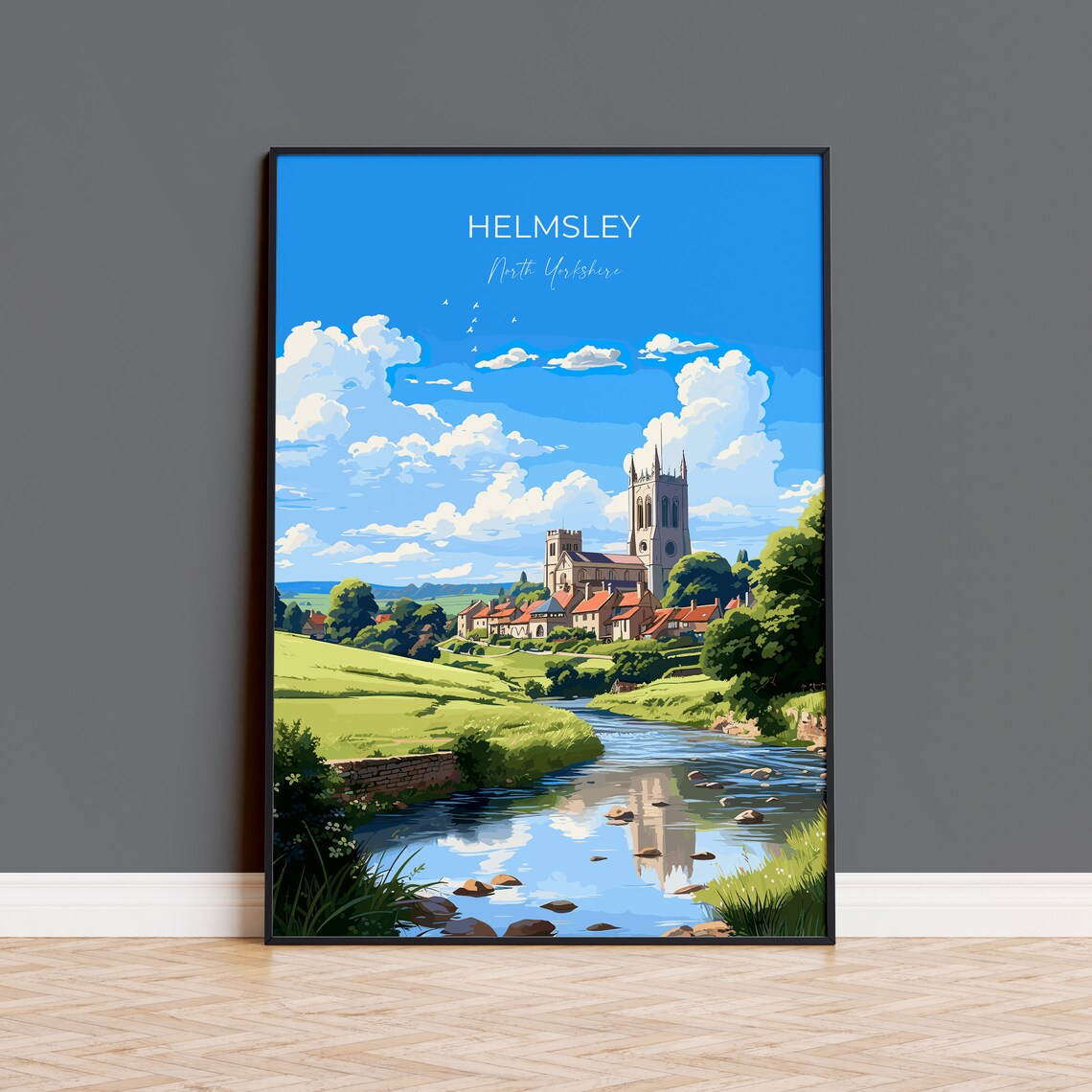 Helmsley Travel Poster, Yorkshire England Travel Print