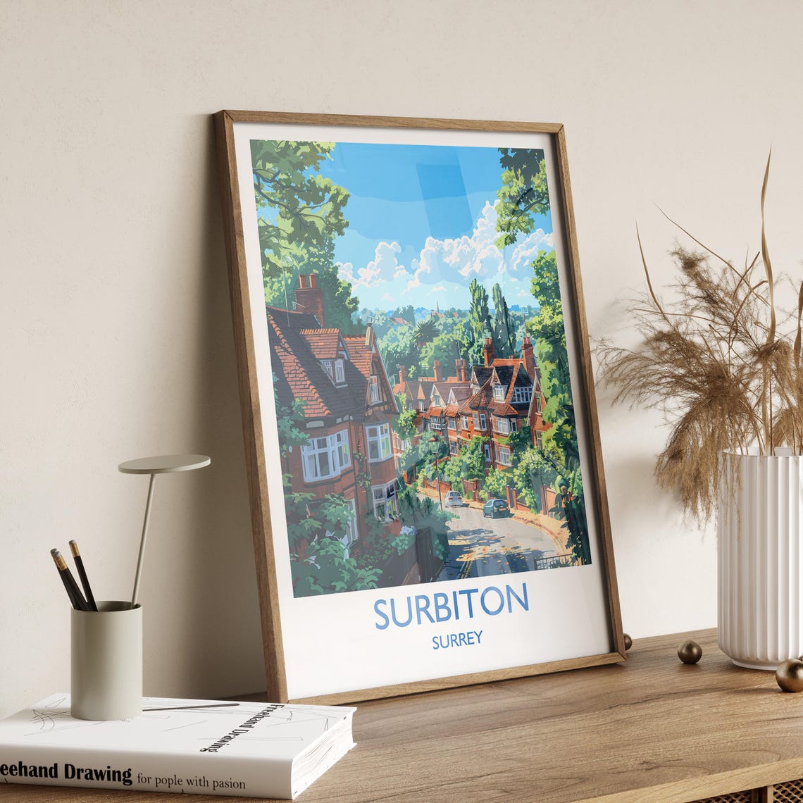 Surbiton Surrey Victorian Street Vintage Travel Poster England Art - Image 2