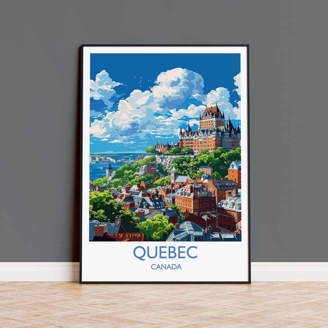 Quebec Travel Poster, Quebec City Gift Art Print