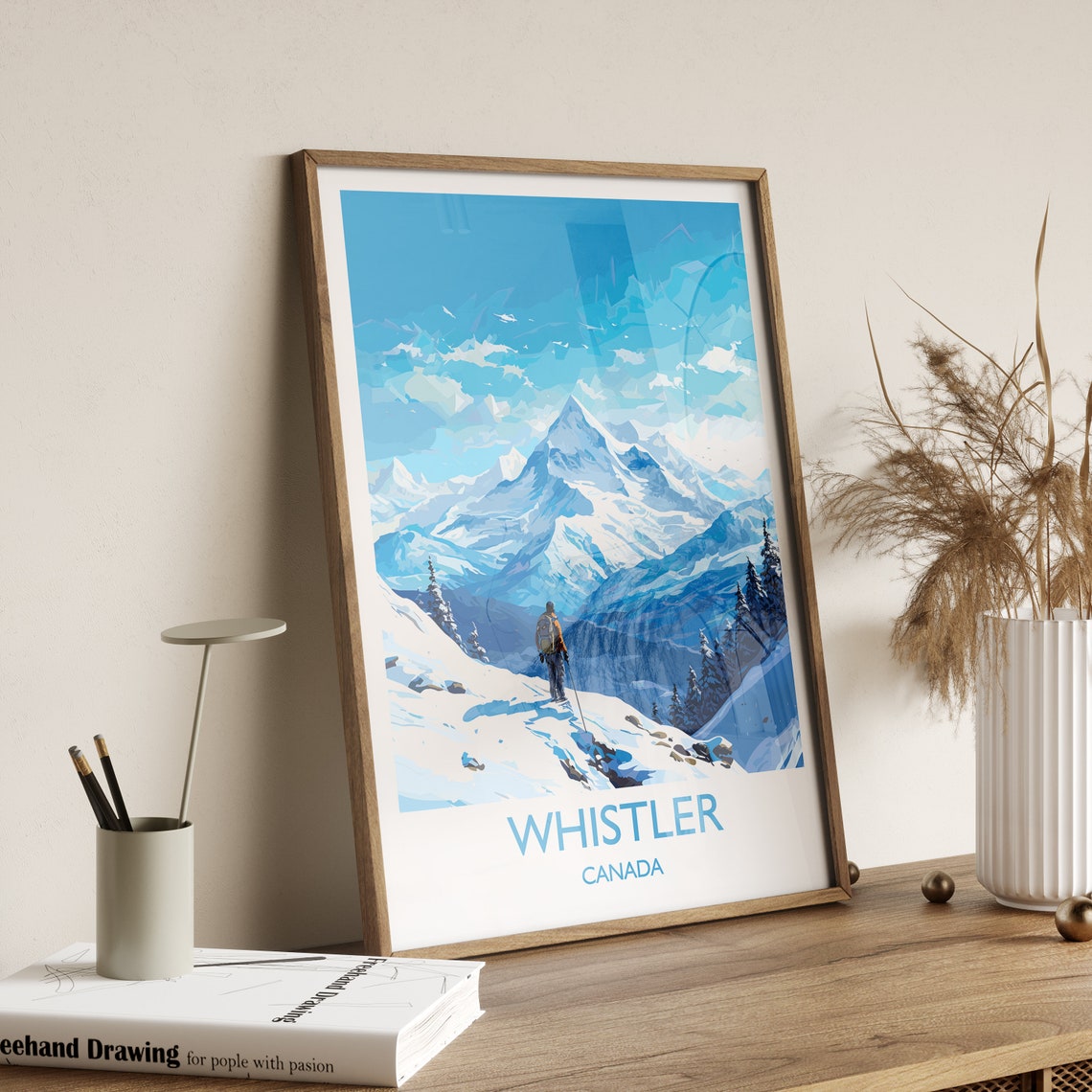 Whistler Canada Mountain Peak Snowy Summit Hiker Travel Poster - Image 3